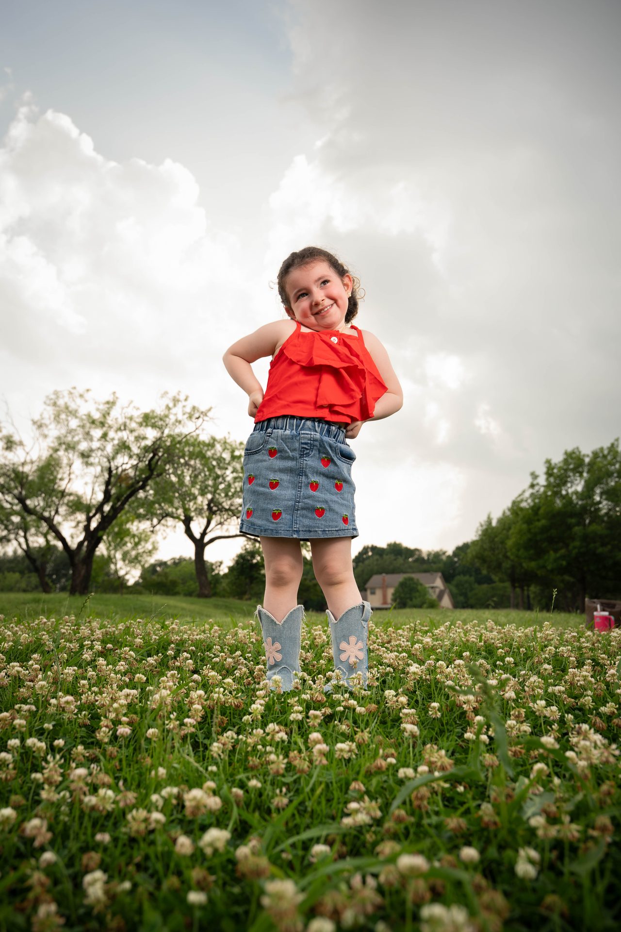 Little girl in red dress holiday portrait, DFW children photographer Rayala Photo